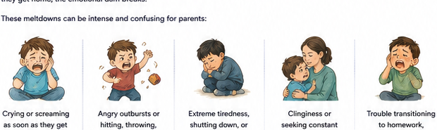 Common signs of after-school meltdowns in children.